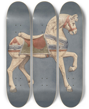 Triptych art skateboard deck of Henry Murphy Carousel Horse_3 by Henry Murphy