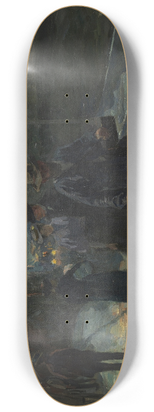 Hermann Pleuer - Vorstadtbahnhof im Mondschein 8.25 inch art skate deck