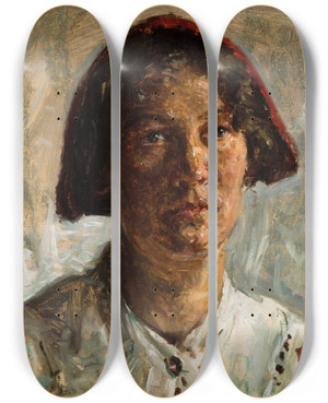Triptych art skateboard deck of Viggo Johansen Alice Nordin by Johansen Viggo (1851-1935)