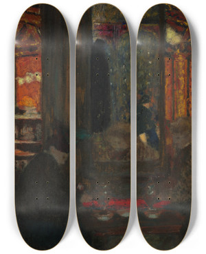 Triptych art skateboard deck of Douard Vuillard At The Caf by douard Vuillard (1868-1940)