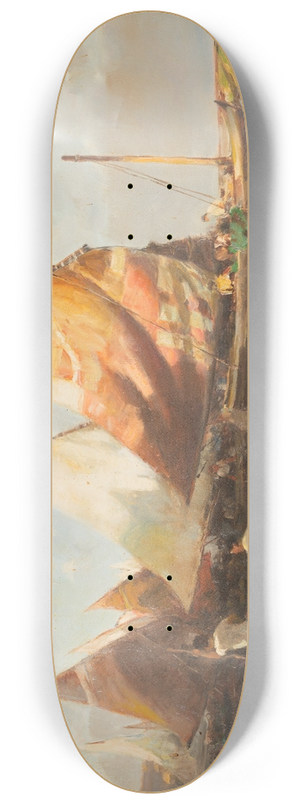 Hermann Schmidtmann - Italian fishermen at the beach 8.25 inch art skate deck