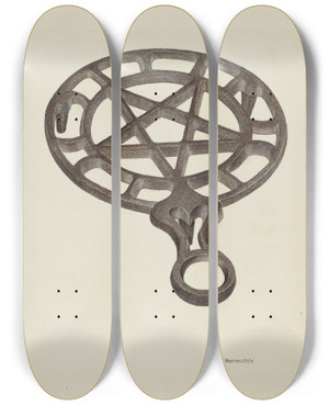 Triptych art skateboard deck of Violet Hartenstein Trivet_6 by Violet Hartenstein