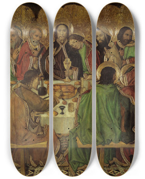 Triptych art skateboard deck of Jaume Huguet  Last Supper by Jaume Huguet (1412-1492)