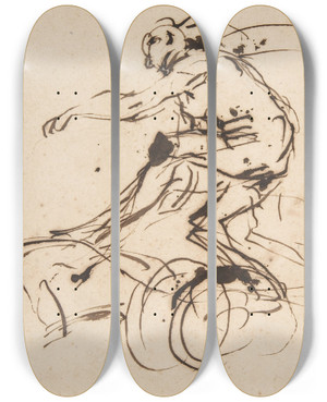 Triptych art skateboard deck of Domenico Gargiulo Charioteer by Domenico Gargiulo (1609-1675)