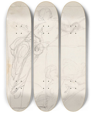 Triptych art skateboard deck of Nicaise De Keyser Faade Sculpture_2 by Nicaise De Keyser (1813-1887)