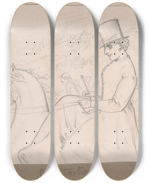 Triptych art skateboard deck of Adelaide Claxton Constitutional by Adelaide Claxton (1841-1927)