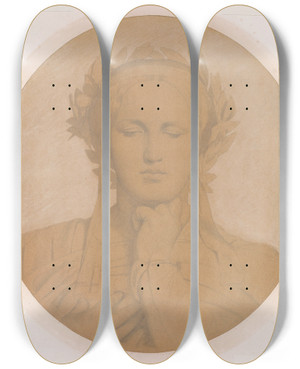 Triptych art skateboard deck of Jeanlon Grme Study For An Allegory Of Science by Jean-Lon Grme (1824-1904)
