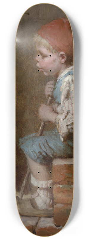 Hermann von Kaulbach - Sitzender Bub, pfeifend 8.25 inch art skate deck