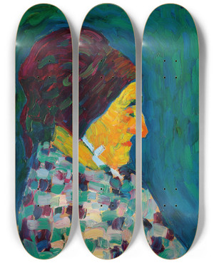 Triptych art skateboard deck of Alexej Von Jawlensky Madame Sid by Alexej Von Jawlensky (1864-1941)