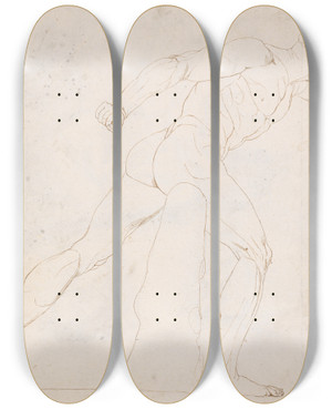 Triptych art skateboard deck of George Romney Borghese Gladiator by George Romney (1734-1802)