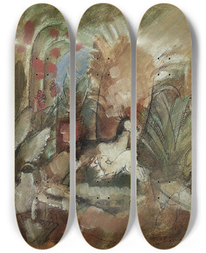 Triptych art skateboard deck of Charles Dufresne Ensemble De Deux Oeuvres by Charles Dufresne (1876-1938)