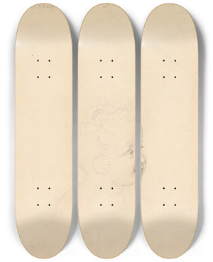 Triptych art skateboard deck of John Linnell Study For Master William Wilberforce by John Linnell (1792-1882)