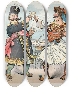 Triptych art skateboard deck of Samuel Ehrhart 491 Bc 1902 Ad by Samuel Ehrhart (1862-1937)