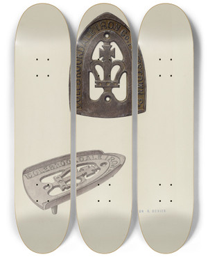 Triptych art skateboard deck of Milton Bevier Trivet by Milton Bevier
