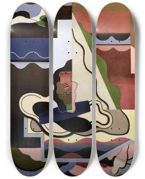 Triptych art skateboard deck of Georges Valmier La Marina by Georges Valmier (1885-1937)