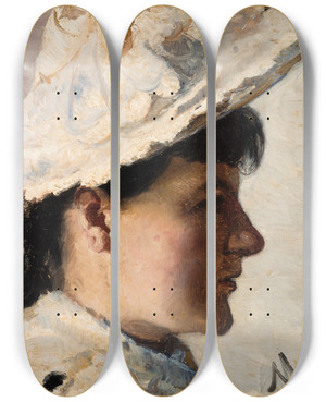 Triptych art skateboard deck of Michael Ancher Gerda Ahlborn by Michael Ancher (1849-1927)