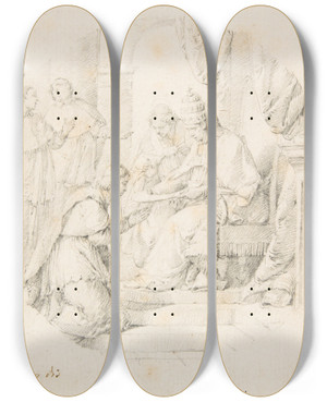 Triptych art skateboard deck of Francesco Zugno Angelo Maria Querini Created Cardinal By Benedict Xiii by Francesco Zugno (1709-1787)