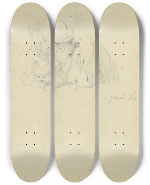 Triptych art skateboard deck of Daniel Nikolaus Chodowiecki Brustbilder Eines Ehepaares Mit Einem Kleinen Kind by Daniel Nikolaus Chodowiecki (1726-1801)