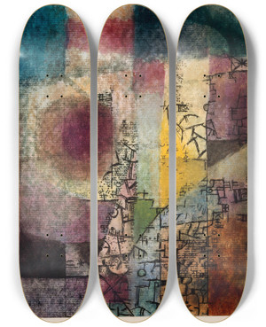 Triptych art skateboard deck of Paul Klee Untitled_4 by Paul Klee (1879-1940)