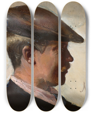 Triptych art skateboard deck of Michael Ancher Jacob Smme by Michael Ancher (1849-1927)