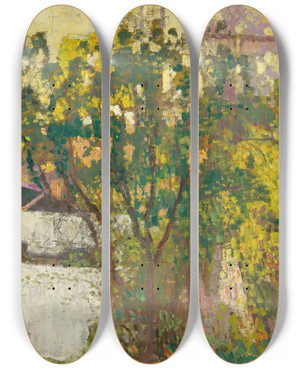 Triptych art skateboard deck of Georges Lemmen Grand Arbre by Georges Lemmen (1865-1916)