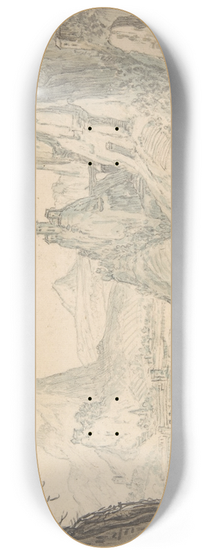 Herman Saftleven - River Landscape with Mountains 8.25 inch art skate deck