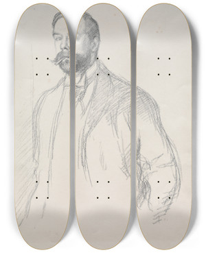 Triptych art skateboard deck of William Rothenstein John Singer Sargent by William Rothenstein (1872-1945)