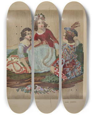 Triptych art skateboard deck of Charles Bowman Sampler_2 by Charles Bowman