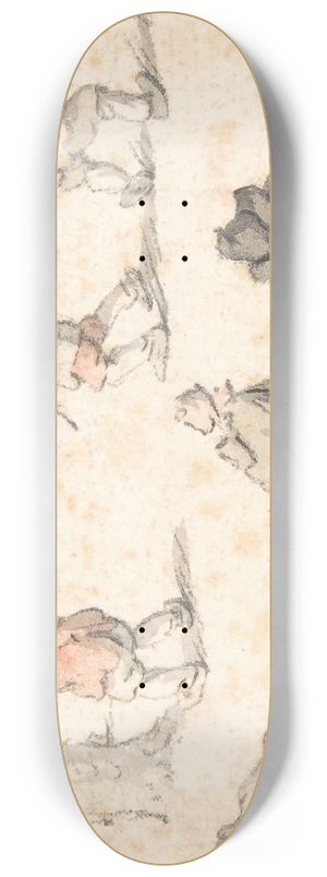 Herman Saftleven - Studies of Peasants 8.25 inch art skate deck