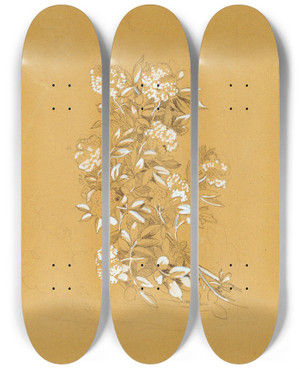 Triptych art skateboard deck of Johann Peter Krafft Blumenbouquet by Johann Peter Krafft (1780-1856)