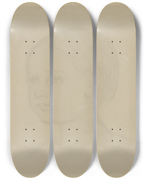 Triptych art skateboard deck of Moritz Von Schwind Helene Von Schwind by Moritz Von Schwind (1804-1871)