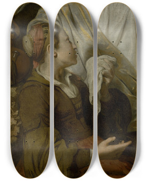 Triptych art skateboard deck of Gerbrand Van Den Eeckhout Hagar Weeping by Gerbrand van den Eeckhout (1621-1674)