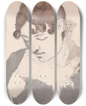 Triptych art skateboard deck of John Samuel Hayward A Young Woman Looking Down by John Samuel Hayward (1778-1822)