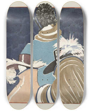 Triptych art skateboard deck of Porter Woodruff Accessories_2 by Porter Woodruff (1894-1959)