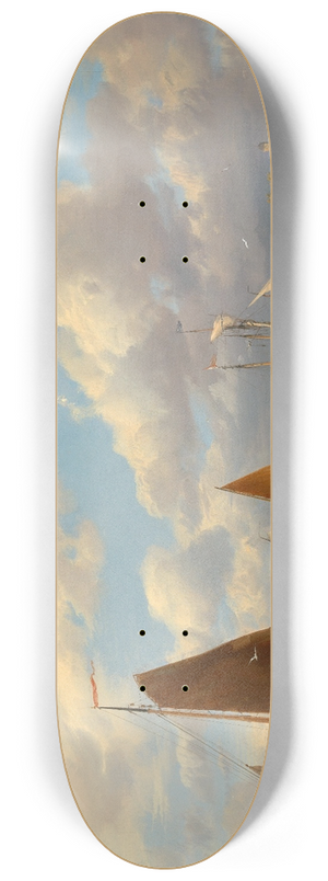 Hermanus Koekkoek - Sailing Ships on the Scheldt 8.25 inch art skate deck