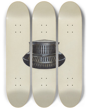 Triptych art skateboard deck of Herbert S Frere Pocket Warmer by Herbert S Frere