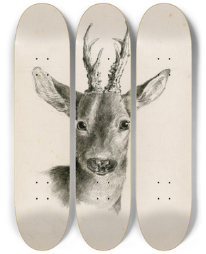 Triptych art skateboard deck of Floris Verster Head Of A Deer by Floris Verster (1861-1927)
