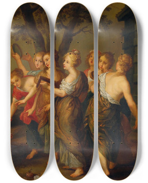 Triptych art skateboard deck of Flemish School Dancing Graces by Flemish School