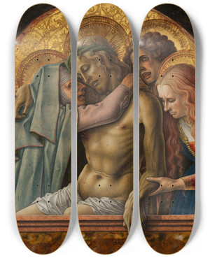 Triptych art skateboard deck of Carlo Crivelli Piet by Carlo Crivelli (1430-1495)