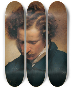 Triptych art skateboard deck of Friedrich Von Amerling The Painter Eduard Bendemann by Friedrich Von Amerling (1803-1887)