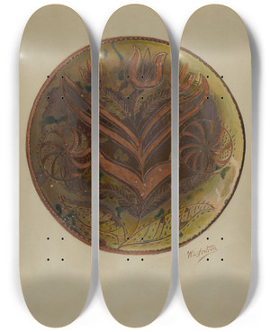 Triptych art skateboard deck of William L Antrim Pa German Plate_3 by William L Antrim
