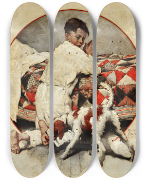 Triptych art skateboard deck of William Meade Prince Bedtime Prayers by William Meade Prince (1893-1951)