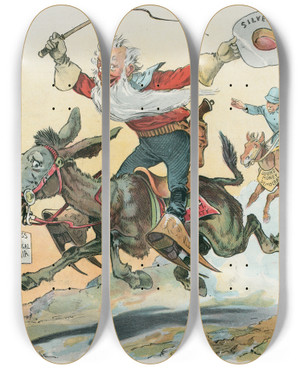 Triptych art skateboard deck of John Samuel Pughe Gone Crazy by John Samuel Pughe (1870-1909)