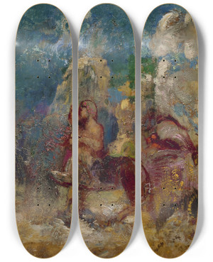 Triptych art skateboard deck of Odilon Redon Centaures by Odilon Redon (1840-1916)