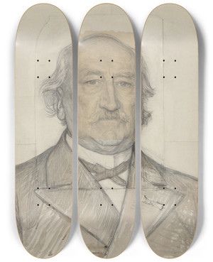 Triptych art skateboard deck of Jan Veth Portret Van Prof Dr Ha Kooyker by Jan Veth (1864-1925)