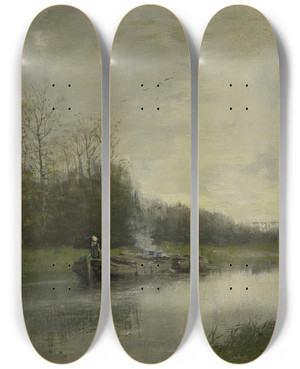 Triptych art skateboard deck of Anton Mauve Trekvaart by Anton Mauve (1838-1888)