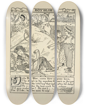 Triptych art skateboard deck of Winifred Smith Boy Blue by Winifred Smith (19-)