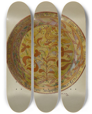 Triptych art skateboard deck of Eugene Shellady Pa German Dish_4 by Eugene Shellady
