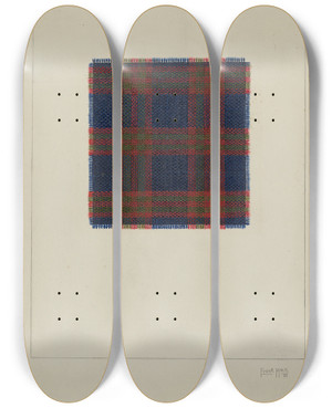 Triptych art skateboard deck of Frank J Mace Plaid Homespun Cloth by Frank J Mace