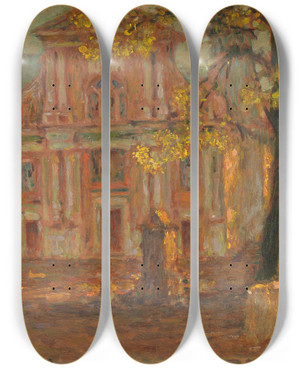 Triptych art skateboard deck of Henri Le Sidaner Lglise Dolceacqua by Henri Le Sidaner (1862-1939)